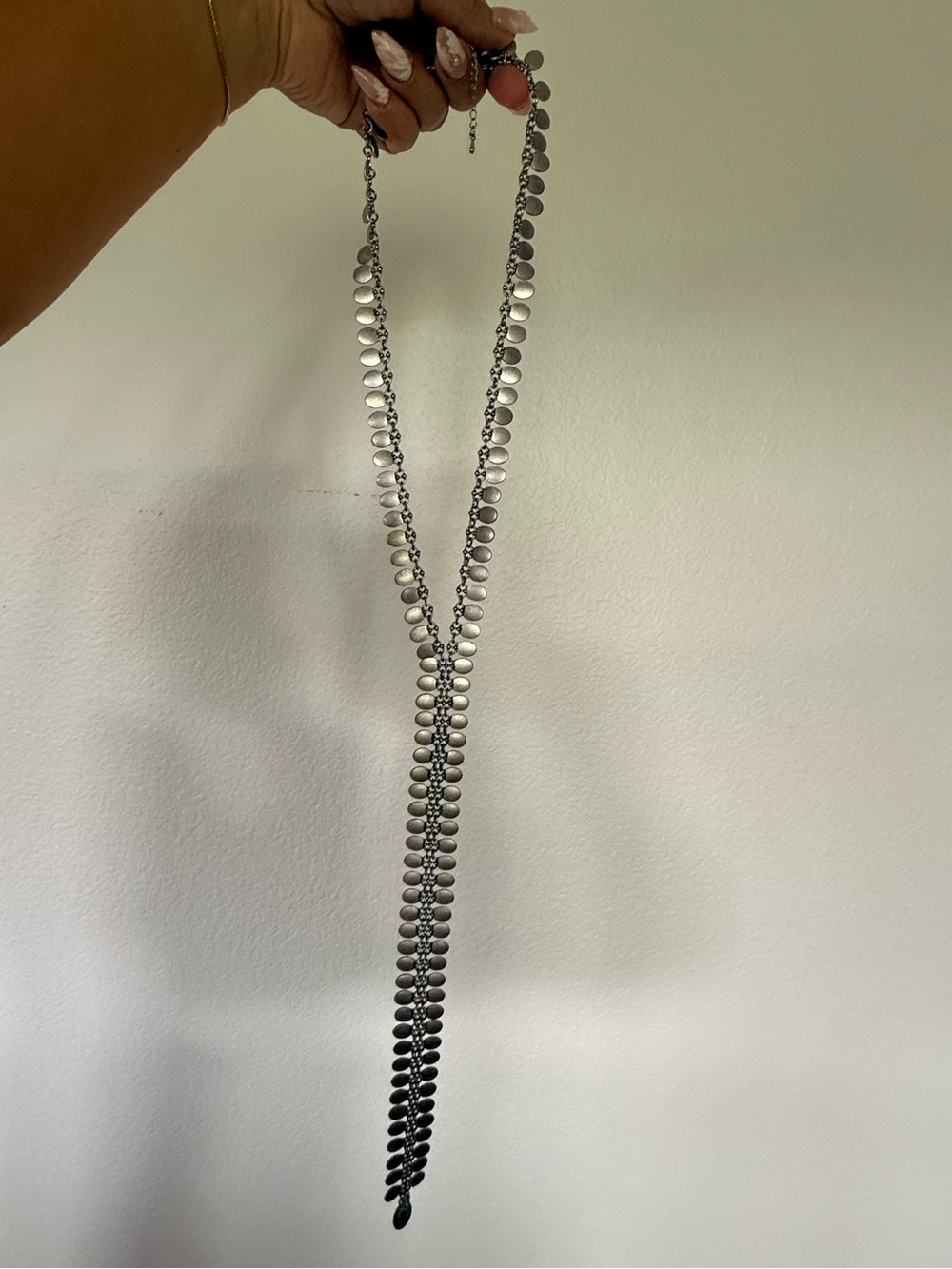 Silver Statement Drop Y-Necklace